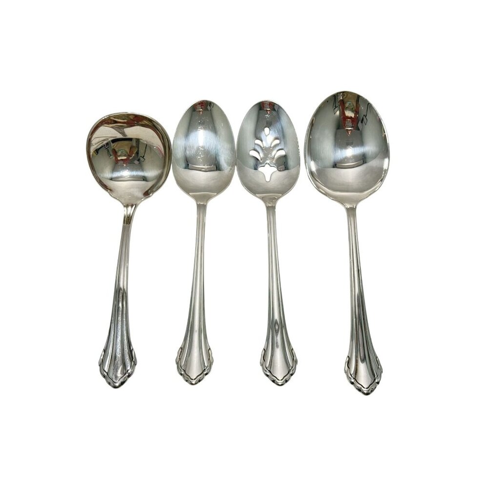 Oneida Community Clarette Serving Piece Set Silverplate Flatware 4 Pcs Spoons